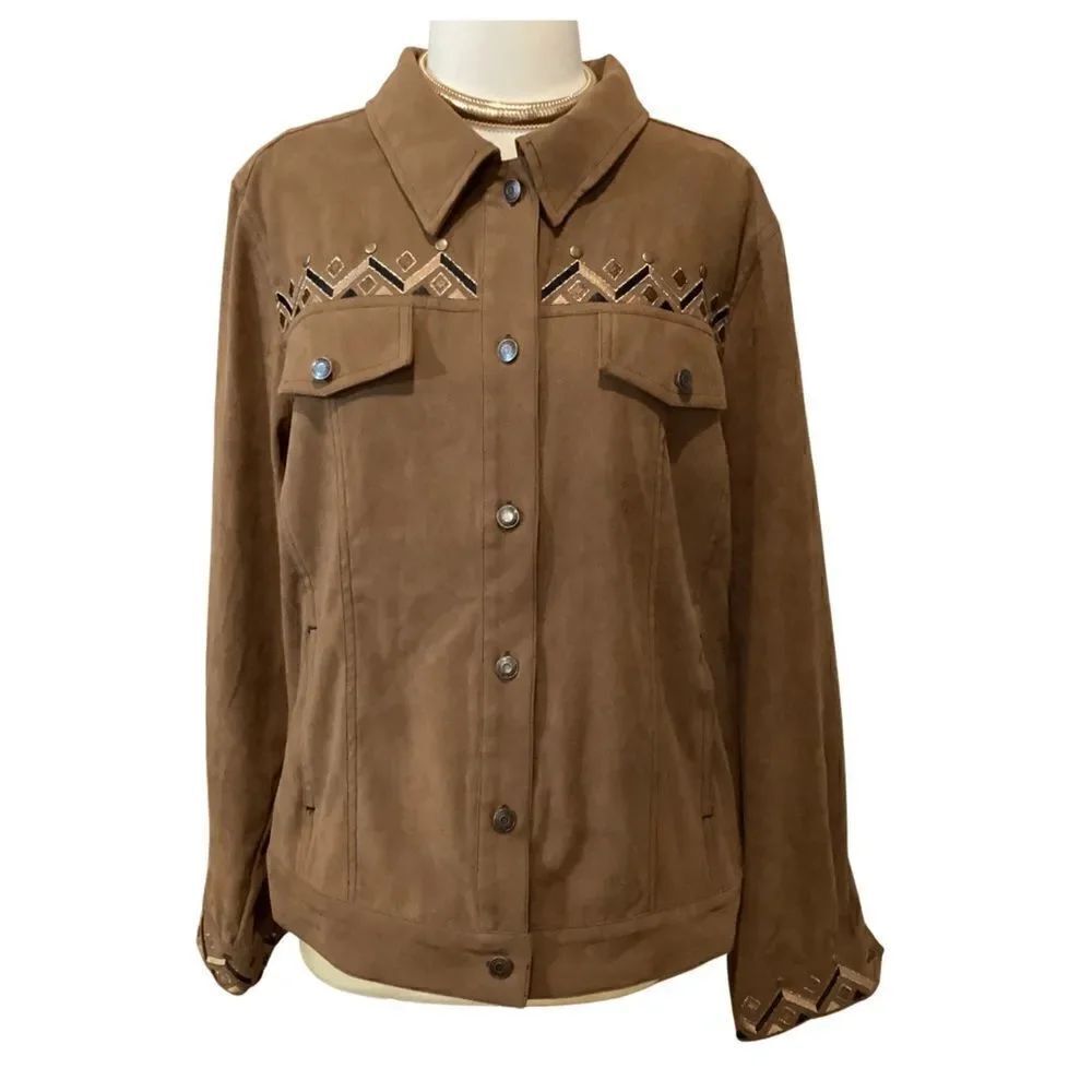 VINTAGE BOB MACKIE Brown
Western Button Down Shirt Jacket Brown Faux Suede L